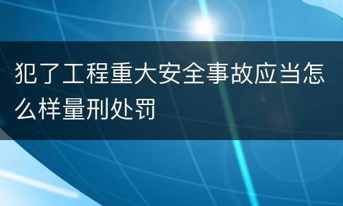 犯了工程重大安全事故应当怎么样量刑处罚