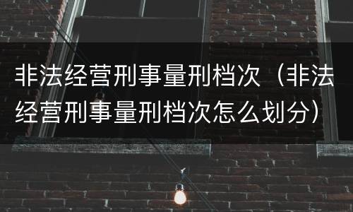 非法经营刑事量刑档次（非法经营刑事量刑档次怎么划分）