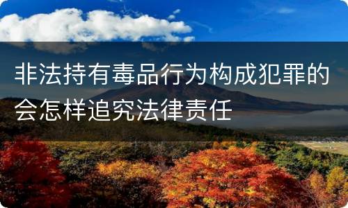非法持有毒品行为构成犯罪的会怎样追究法律责任