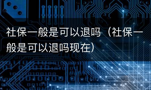 社保一般是可以退吗（社保一般是可以退吗现在）