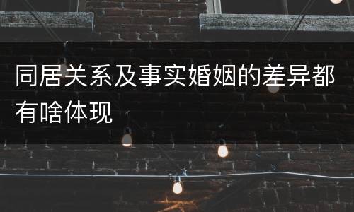同居关系及事实婚姻的差异都有啥体现