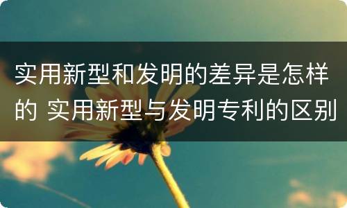 实用新型和发明的差异是怎样的 实用新型与发明专利的区别有哪些