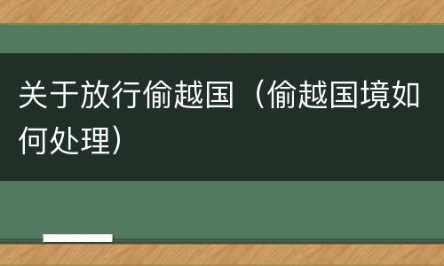 关于放行偷越国（偷越国境如何处理）