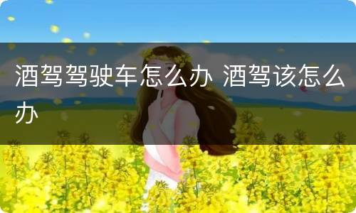 酒驾驾驶车怎么办 酒驾该怎么办