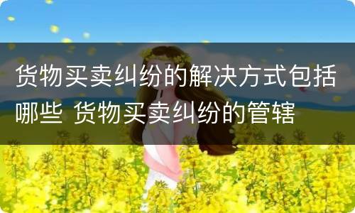 货物买卖纠纷的解决方式包括哪些 货物买卖纠纷的管辖
