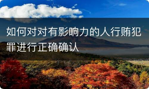 如何对对有影响力的人行贿犯罪进行正确确认