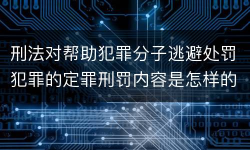 刑法对帮助犯罪分子逃避处罚犯罪的定罪刑罚内容是怎样的