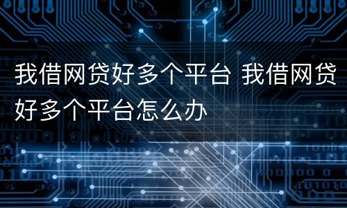 我借网贷好多个平台 我借网贷好多个平台怎么办