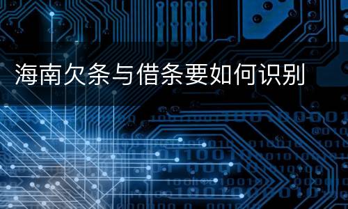 海南欠条与借条要如何识别