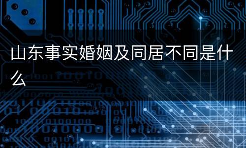 山东事实婚姻及同居不同是什么