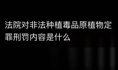 法院对非法种植毒品原植物定罪刑罚内容是什么