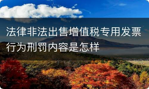 法律非法出售增值税专用发票行为刑罚内容是怎样