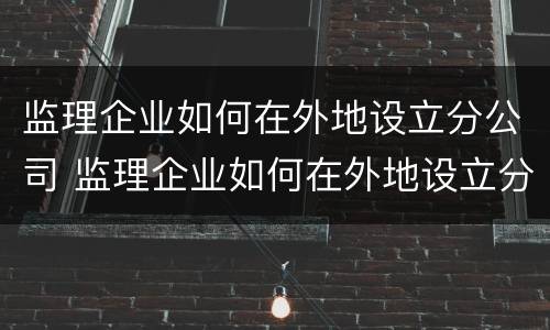 监理企业如何在外地设立分公司 监理企业如何在外地设立分公司账户