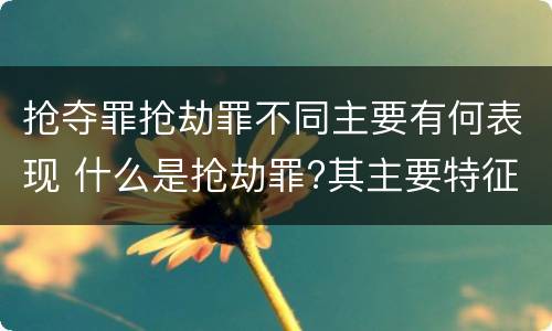 抢夺罪抢劫罪不同主要有何表现 什么是抢劫罪?其主要特征是什么