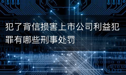 犯了背信损害上市公司利益犯罪有哪些刑事处罚