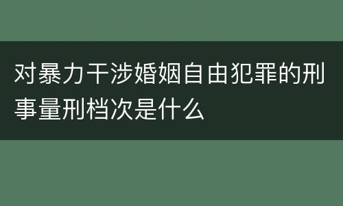 对暴力干涉婚姻自由犯罪的刑事量刑档次是什么