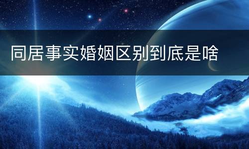 同居事实婚姻区别到底是啥