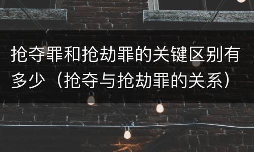 抢夺罪和抢劫罪的关键区别有多少（抢夺与抢劫罪的关系）