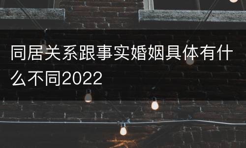 同居关系跟事实婚姻具体有什么不同2022