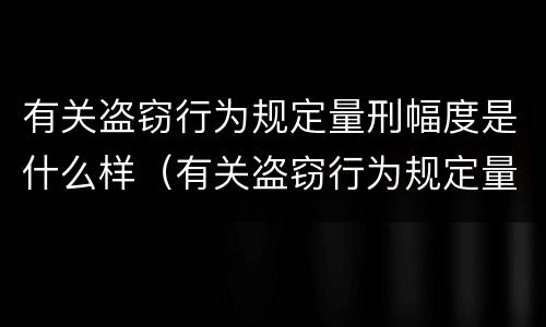 有关盗窃行为规定量刑幅度是什么样（有关盗窃行为规定量刑幅度是什么样的）