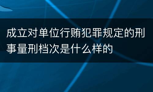 成立对单位行贿犯罪规定的刑事量刑档次是什么样的