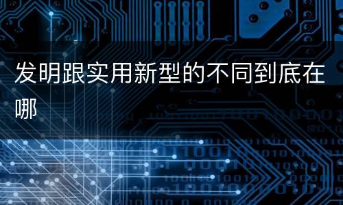 发明跟实用新型的不同到底在哪