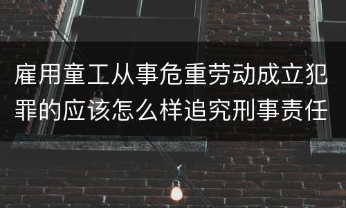 雇用童工从事危重劳动成立犯罪的应该怎么样追究刑事责任