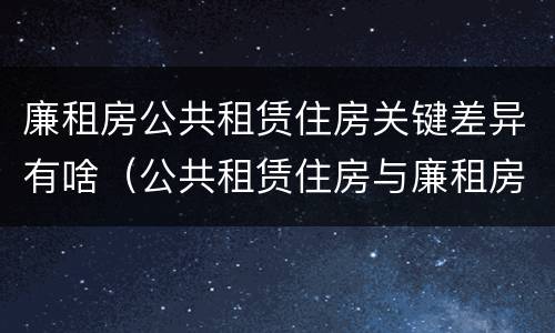 廉租房公共租赁住房关键差异有啥（公共租赁住房与廉租房的区别）