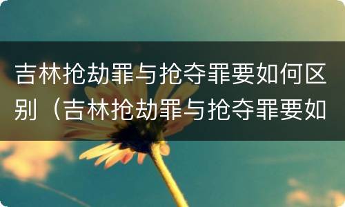 吉林抢劫罪与抢夺罪要如何区别（吉林抢劫罪与抢夺罪要如何区别判刑）