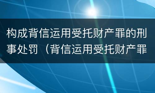 构成背信运用受托财产罪的刑事处罚（背信运用受托财产罪的处罚对象）