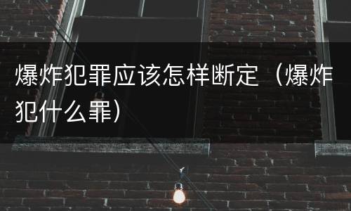 爆炸犯罪应该怎样断定（爆炸犯什么罪）