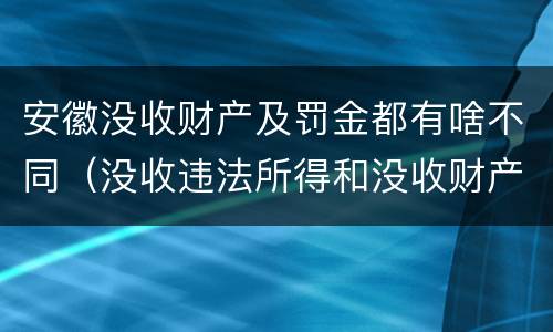 安徽没收财产及罚金都有啥不同（没收违法所得和没收财产的区别）
