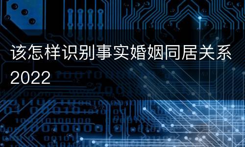 该怎样识别事实婚姻同居关系2022 该怎样识别事实婚姻同居关系2022