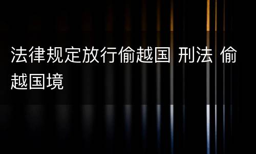 法律规定放行偷越国 刑法 偷越国境