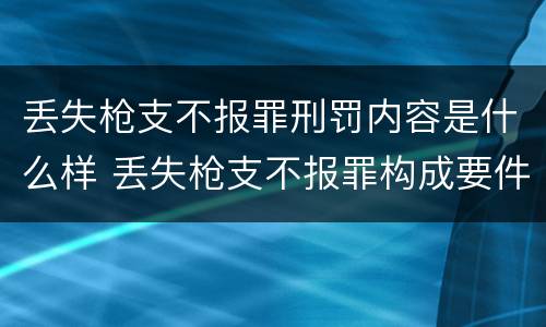 丢失枪支不报罪刑罚内容是什么样 丢失枪支不报罪构成要件