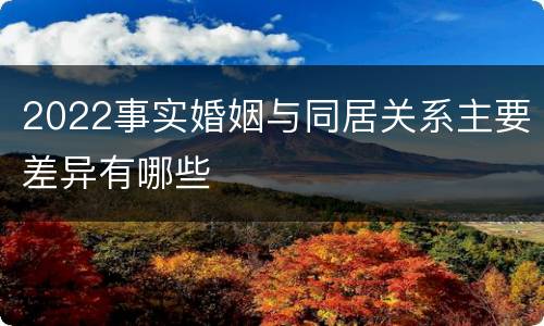 2022事实婚姻与同居关系主要差异有哪些
