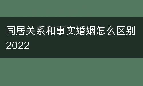 同居关系和事实婚姻怎么区别2022