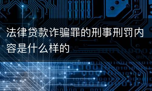 法律贷款诈骗罪的刑事刑罚内容是什么样的
