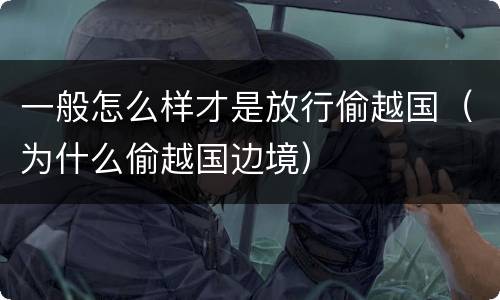 一般怎么样才是放行偷越国（为什么偷越国边境）