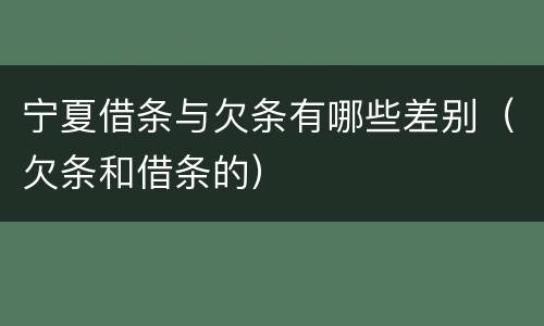 宁夏借条与欠条有哪些差别（欠条和借条的）