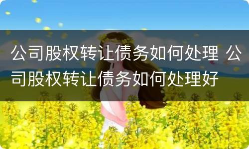 公司股权转让债务如何处理 公司股权转让债务如何处理好