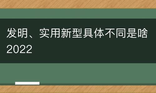 发明、实用新型具体不同是啥2022