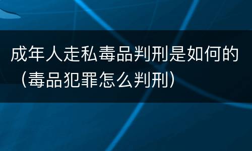 成年人走私毒品判刑是如何的（毒品犯罪怎么判刑）