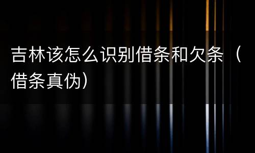 吉林该怎么识别借条和欠条（借条真伪）