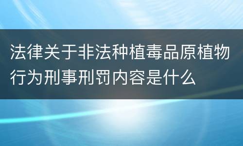 法律关于非法种植毒品原植物行为刑事刑罚内容是什么