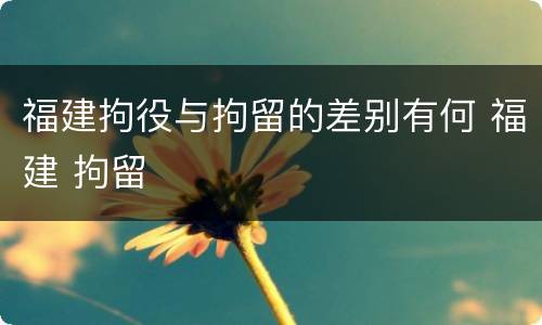 福建拘役与拘留的差别有何 福建 拘留