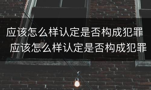 应该怎么样认定是否构成犯罪 应该怎么样认定是否构成犯罪罪名