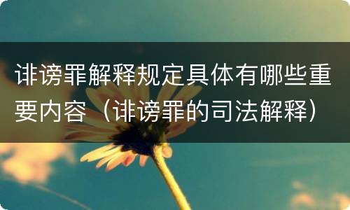 诽谤罪解释规定具体有哪些重要内容（诽谤罪的司法解释）