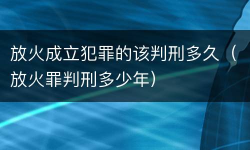 放火成立犯罪的该判刑多久（放火罪判刑多少年）