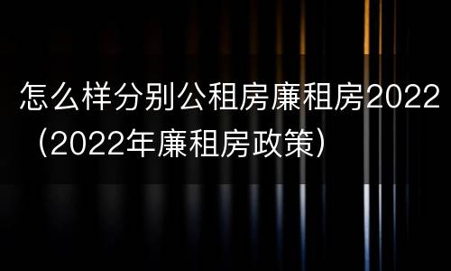 怎么样分别公租房廉租房2022（2022年廉租房政策）